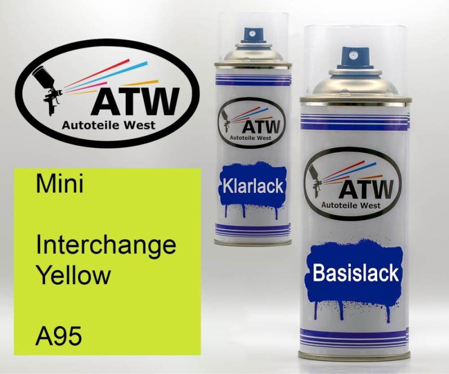 Mini, Interchange Yellow, A95: 400ml Sprühdose + 400ml Klarlack - Set, von ATW Autoteile West.